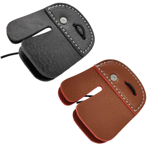 Finger Tabs Leather Protective Gear RightHanded DoubleLayered Tab Protector Finger Clip Brown 2