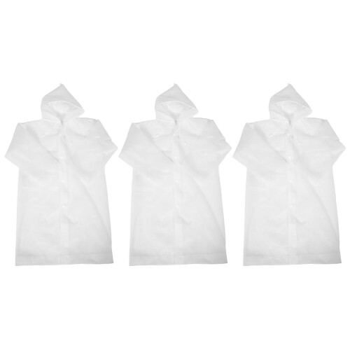 3Stk Kinder Regenponcho Eva Transparent Leicht Packbar