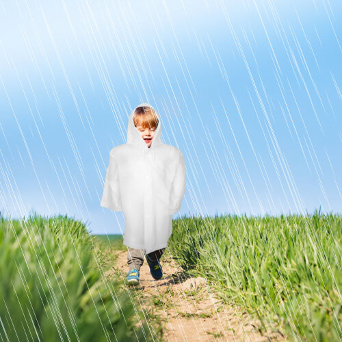 3Stk Kinder Regenponcho Eva Transparent Leicht Packbar 2