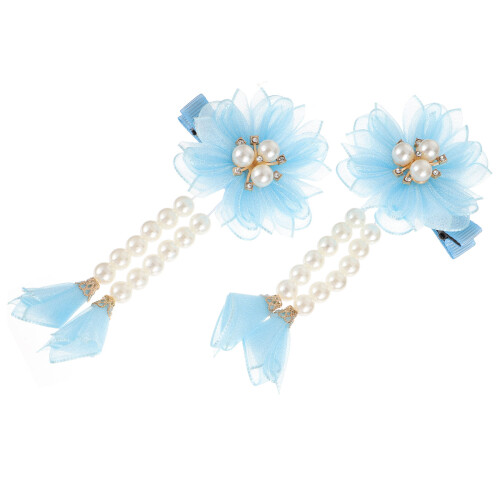 2Stk Blaue Quasten Haarclips Mit Für Kinder