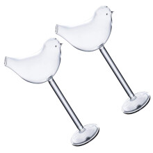 Glass Cups Set of 2 Bird Shape Champagne Glasses for Wedding Bar Party