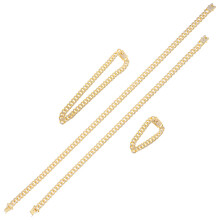 4St Unisex Gouden Hip Hop Cubaanse Link Ketting En Armband Sieraad