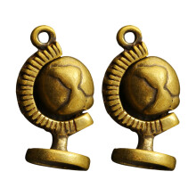 2Pcs Light Brown Brass Key Hanging Pendant DIY Unique Globe Charm