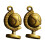 2Pcs Light Brown Brass Key Hanging Pendant DIY Unique Globe Charm 1