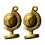 2Pcs Light Brown Brass Key Hanging Pendant DIY Unique Globe Charm 5