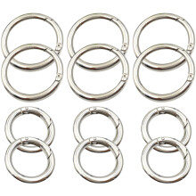 12Stk Zinklegierung Runder Karabiner Schlüsselring DIY Zubehör Silber