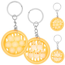 4Stk Kunststoff Food Keychains Tier-Anhänger Mini-Schlüsselringe