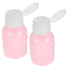 2Stk Plastik Pumpflaschen Rosa Für Make-Up Und Nagelpflege