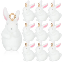 10Stk Weiße Hasen Charms Zubehör Langlebig Resin