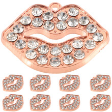 10Stk Niedliche Lippen Charms Zinklegierung Strass DIY Schmuck Zubehör