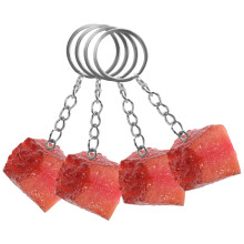 4Stk Realistischer Imitat Rindfleisch Schlüsselring Farben