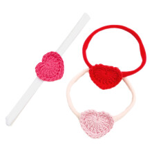 3Stk Baby Haarband Häkel Herz Dekoratives Kopfband Für Kinder Bunt
