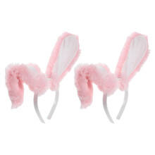 2Stk Kuschelige Hasenohren Haarreifen Rosa Bunny Kinder Cosplay
