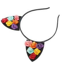 6 Katzenohren Haarband Mit Blumenmotiv Für & Damen