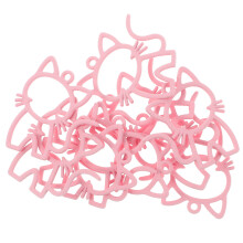 10Stk Niedliche Katzen Anhänger Pink Legierung Für DIY Ohrring