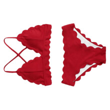1Set Roter Bikini Damen Zweiteiliges Badeanzug Sommer Leicht