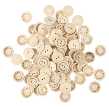 100Stk Natürliche Holzknöpfe Schalenform Khaki DIY Knöpfe Für Kleidung