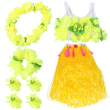 1Set Hawaisches Grasrock Set Damen Bunt Dickem Kunststofffasern