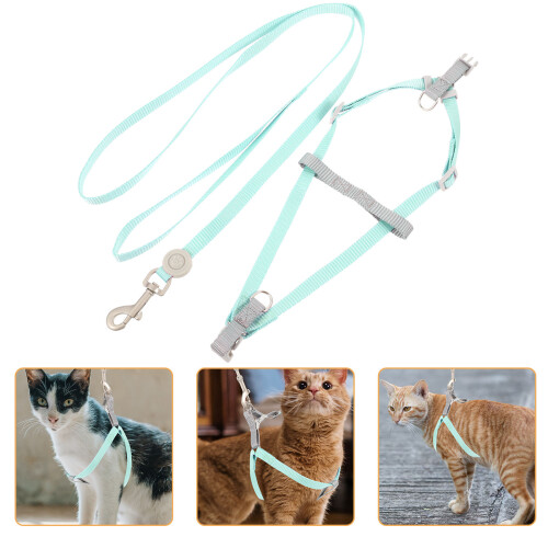 1Set Kattenharnas En Lijn Set Polyester Escape Proof Comfortabel 2