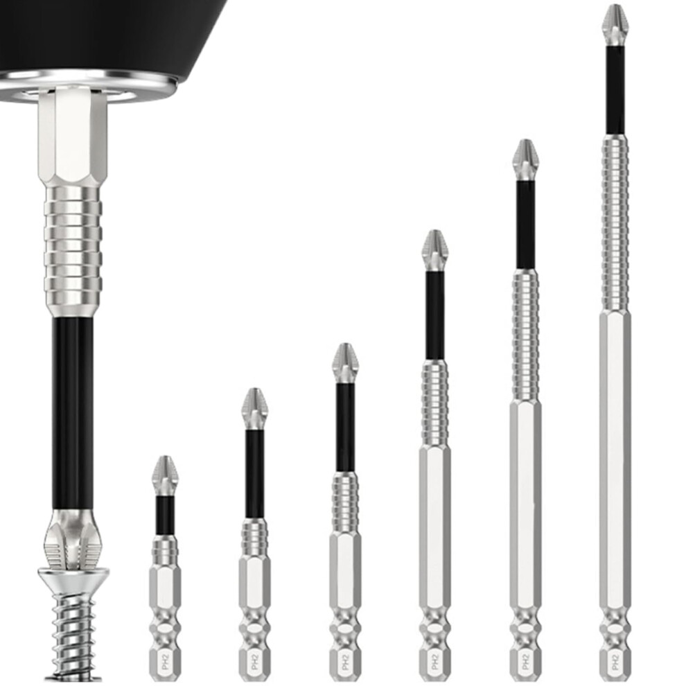Magnetic Drill Bit Set 6-Piece Anti-Slip Magnetic Screwdriver Bits 25Mm 50Mm 65Mm 70Mm 90Mm 150Mm 9393856281770