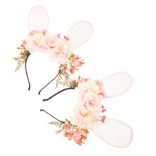 2Stk Rosa Hasenohren Haarreif Stoff Kranz Vielseitig & Bequem