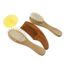 1Set Kinderbadborstelset Beukenhout Wol Massage Shower Borstel