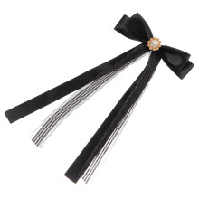 Zwarte Broche Satijnen Strik Dames Kleding Accessoire