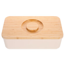 Brotaufbewahrung Holz PP Beige Mit Schneidebrettdeckel