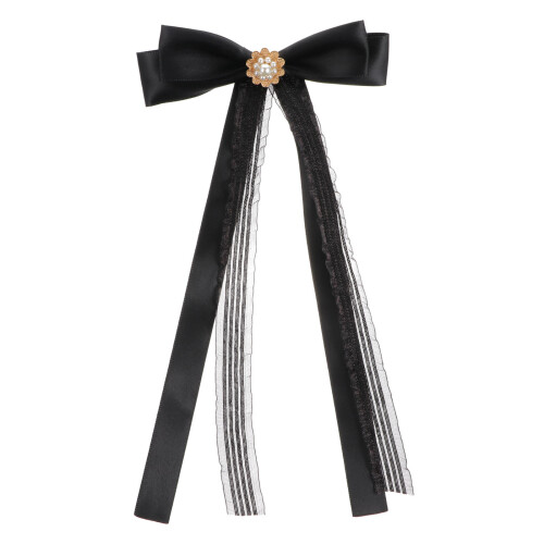 Zwarte Broche Satijnen Strik Dames Kleding Accessoire 1