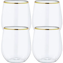 4Stk Einweg Rotwein- Und Whiskeygläser Aus Pet Transparent Für Büro