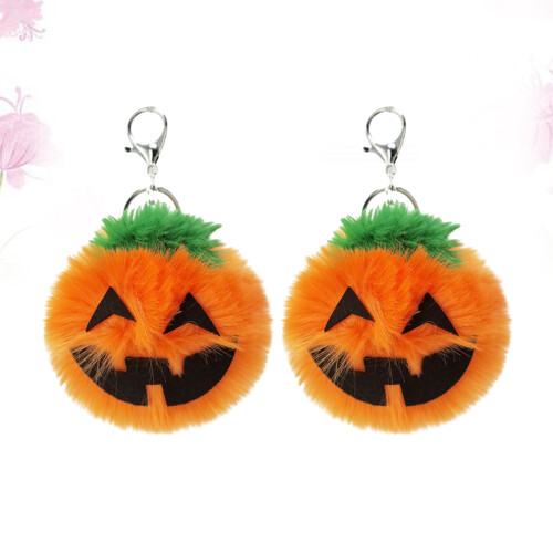 2Stk Orange Halloween Schlüsselring Plüsch 2