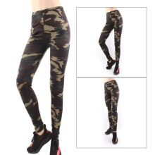 Fitness Yoga Pant Grün Camouflage Elastische Damen Leggings