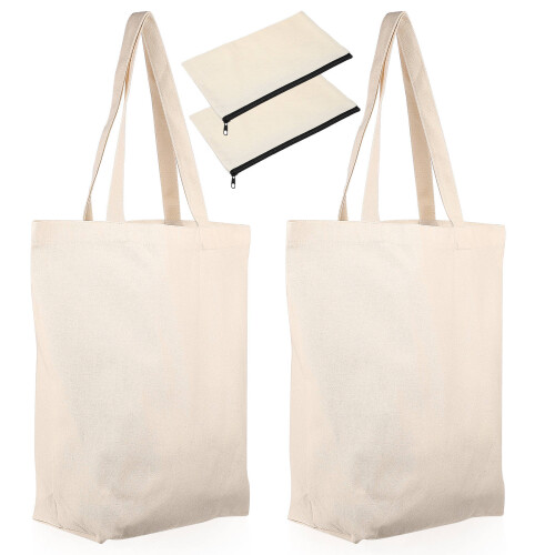 4St Canvas Boodschappentas Met Etui, Premium Kwaliteit