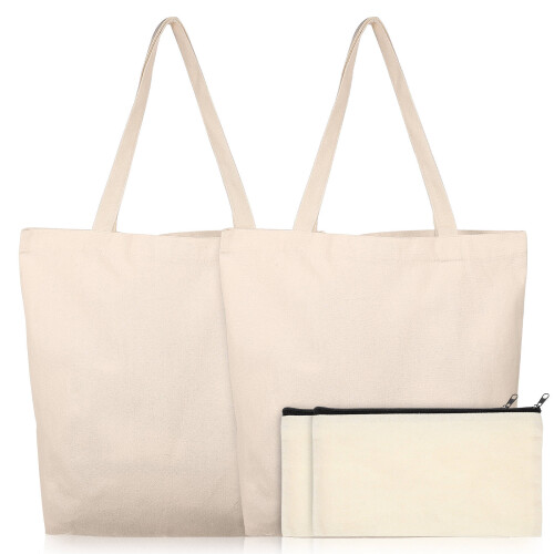 4St Canvas Boodschappentas Met Etui, Premium Kwaliteit 1