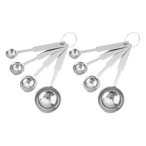 2Sets Silver Stainless Steel Measuring Spoon Set for Baking Cooking 1