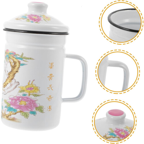 Enamel Tea Cup With Handle Tea Infuser, Lightweight Enamelware For Hot And Cold Beverages 1