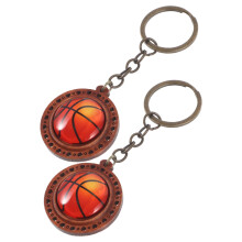 2Stk Basketball Schlüsselanhänger Kugelform Holz Metall