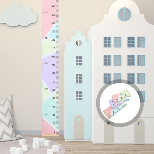 Toise Murale Décorative En Pin + Tissu 1