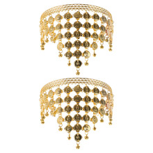 2Stk Leichte Bauchtanz Haarbänder Goldlegierung Mit Münzverzierung