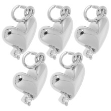 5Stk Silberne Herz Charms Kupfer Für Anhänger Armband Ohrring Basteln