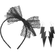 Neon Haarreif Mit Spitze Schleife & Ohrringe Für Frauen