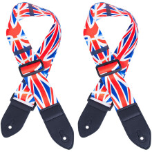 2Stk Gitarrengurt Baumwolle Union Jack Muster Verstellbar Mehrfarbig