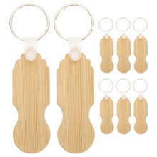 8Stk Beige Bambus Einkaufswagen Token Schlüsselring Langlebig