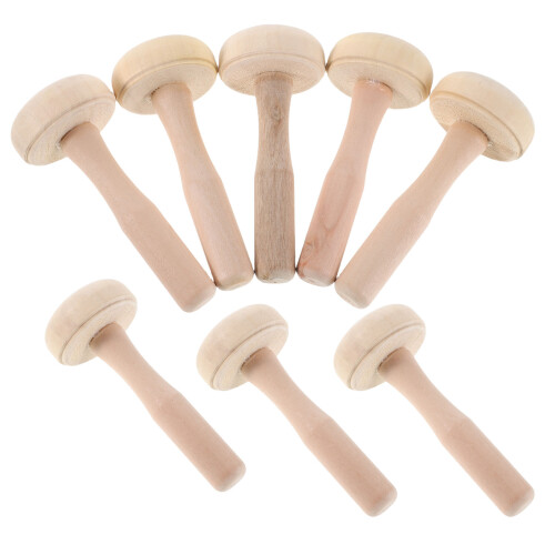 8St Houtbewerking Met Paddenstoelroller En Frame Beige