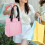 Damen Canvas Handtasche Pink Robuste Tote Für 3