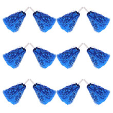 12St Compacte Blauwe Cheer Pom Poms Met Metallic Ontwerp