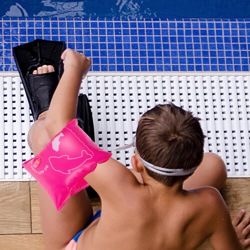 2Pièces Manchettes Gonflables Rose Confortables Aide Natation Enfants 2