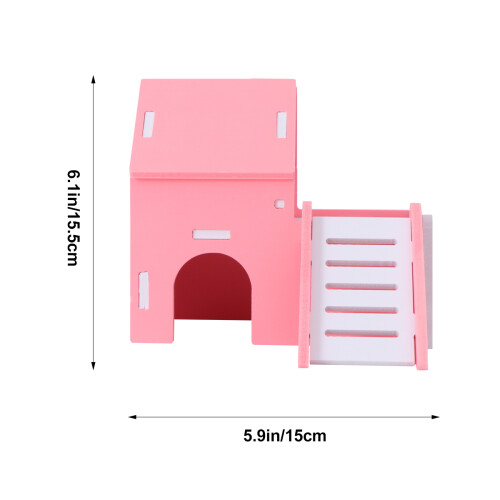 Casa Doble Para Pequeños Madera Natural Rosa 2