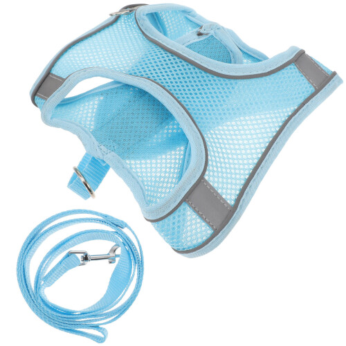 1Conjunto Peitoral Azul Para Cães Com Durável E Refletiva