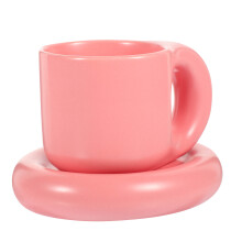Conjunto De Xícaras De Cerâmica Rosa Para Uso Doméstico